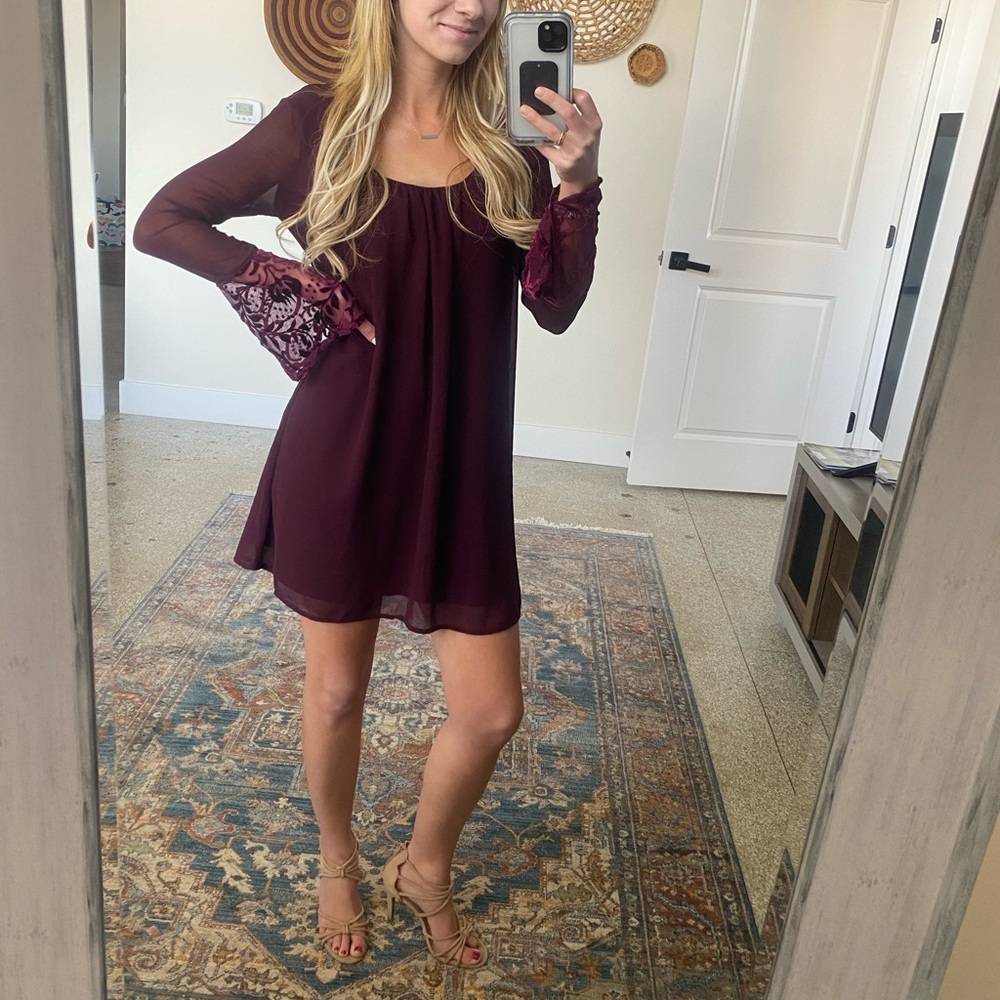 Maroon shift dress